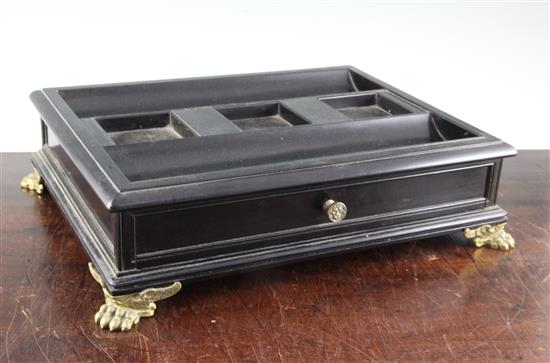 A Regency ebony inkstand, 15in.